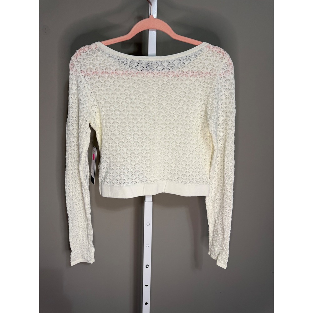 Marciano by GUESS Cream Textured Lace Knit Crop Sweater L NWT $280 - Picture 7 of 8